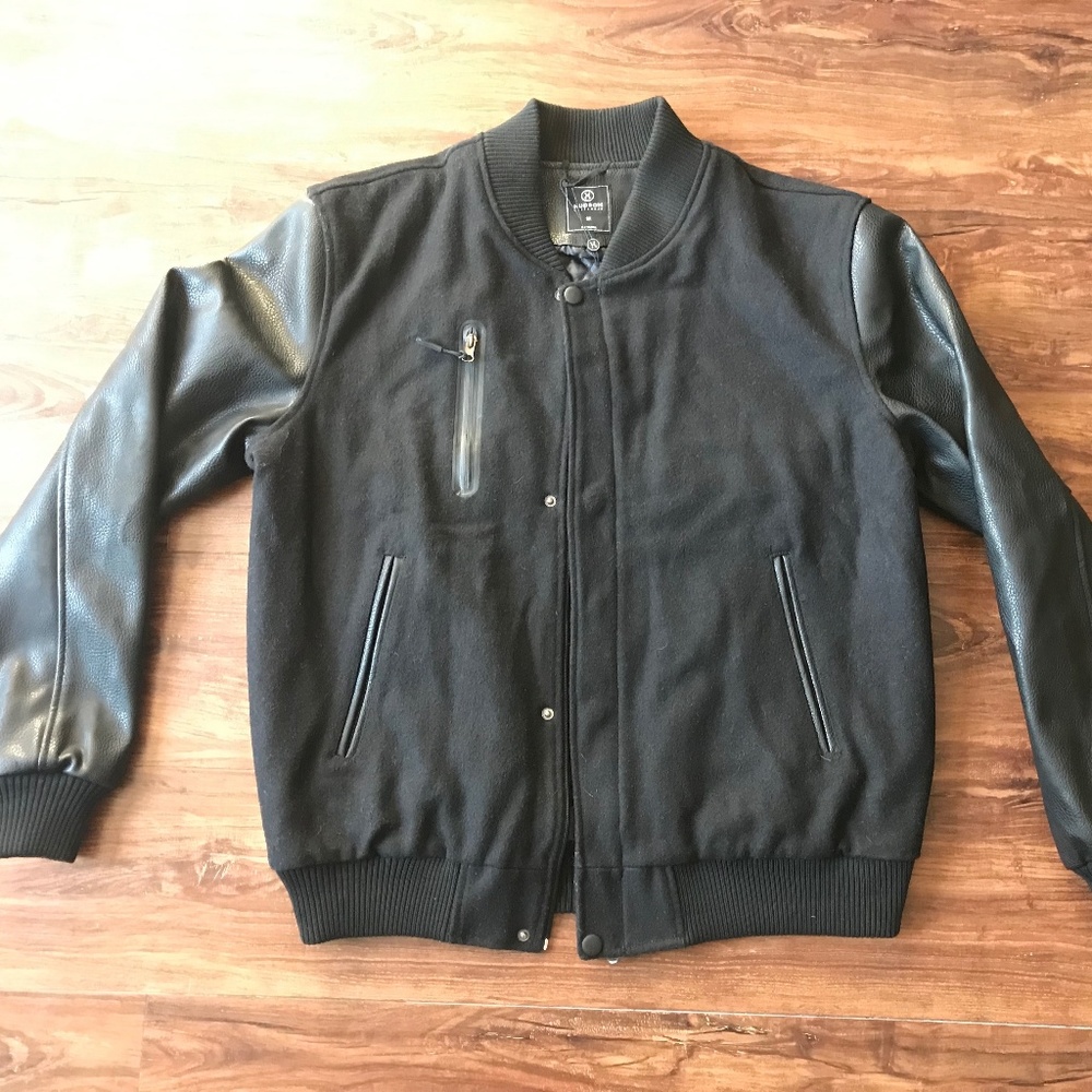 Hudson Outerwear Black Lettermen Jacket Size XXL